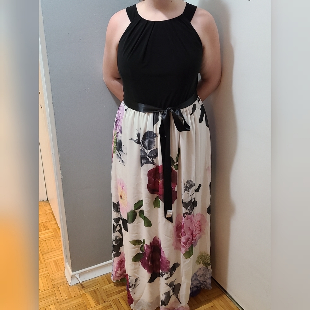 Floral Dress with Black Bodice